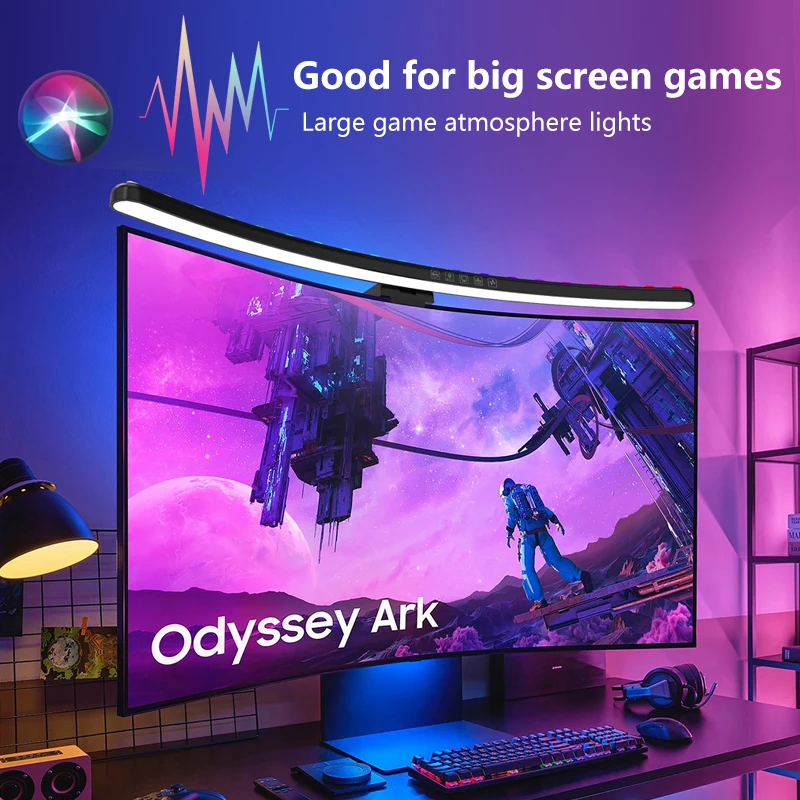 Gaming Console Desk - Computer Monitor Light Bar RGB Music
