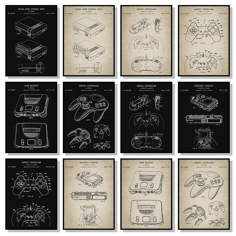 Vintage Game Console Blueprint - Gaming Console Picture recension och pris