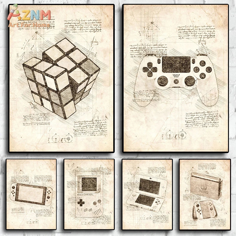 AZNM Vintage Blueprint Gaming  - Gaming Console Cube recension och pris