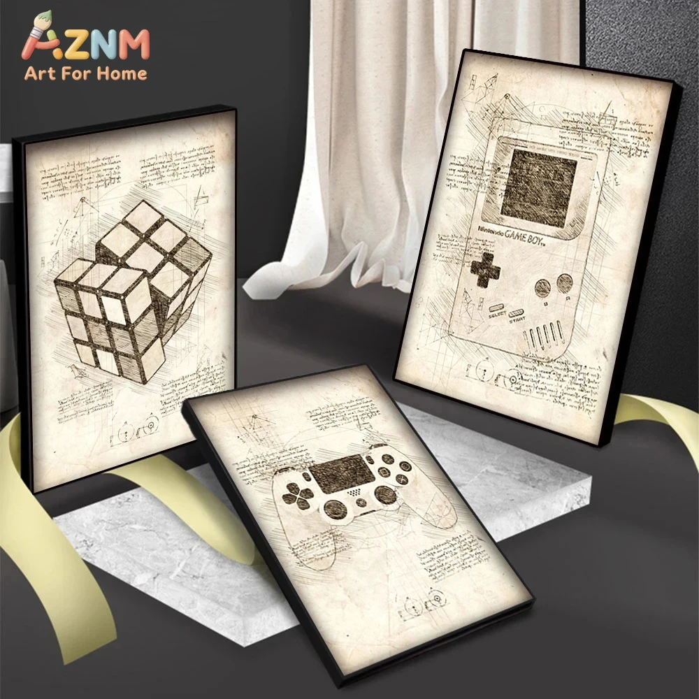 AZNM Vintage Blueprint Gaming  - Gaming Console Cube recension och pris