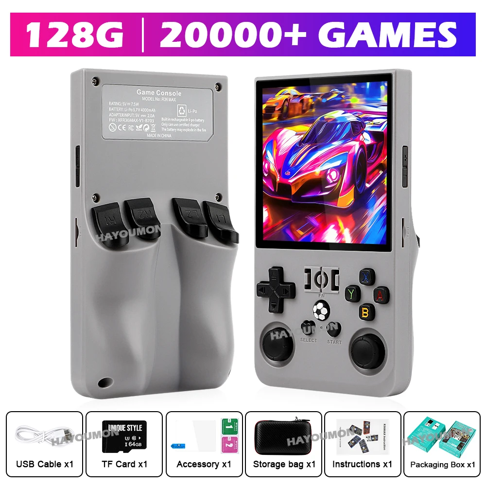 R36 Max Gray Handheld Gaming P - Gaming Console R36 Max recension och pris