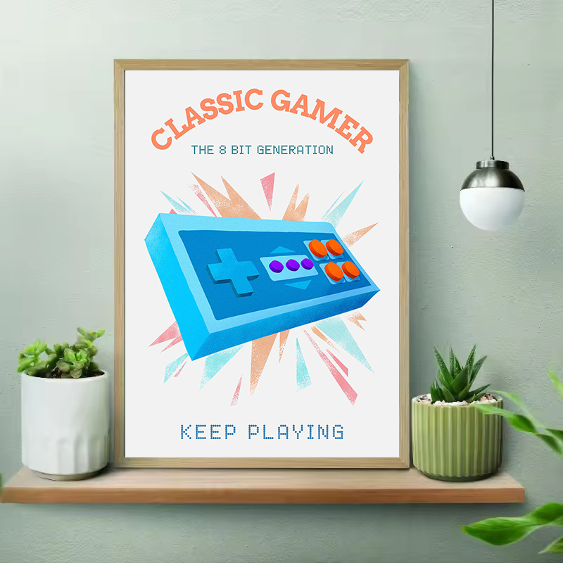 Retro Colorful Gamer with Joys - Gaming Console Picture recension och pris